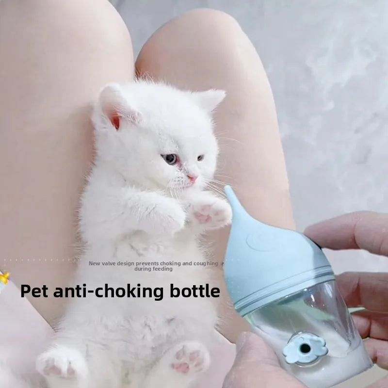 Cat feeding bottle, anti-choking, for kittens and newborn pets, cat and puppy feeding device, feeding nipple