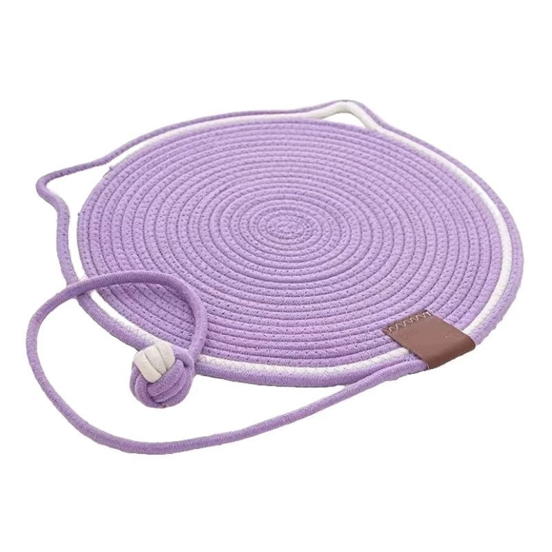 Cat Scratching Mat, Durable Cotton Rope Cat Scratcher with Self-Play Ball, 2-in-1 Sleeping & Claw Care Pad, Summer Use
