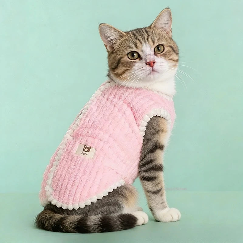 Weiche, gemütliche Katzenkleidung Herbst Winter Warmer Fleece Pullover für kleine Hunde Welpen Kätzchen Jacke Mantel Haustier Kostüm Pullover