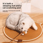 Cat Scratching Mat, Durable Cotton Rope Cat Scratcher with Self-Play Ball, 2-in-1 Sleeping & Claw Care Pad, Summer Use