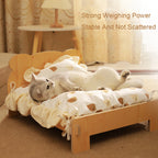 Katzenbett Holz Katze und Hundebett mit Teddybär-Muster Innenmöbel für Haustiere, vom Boden bis zur Decke (20*11 Zoll), bequem, langlebig