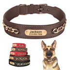Hundehalsband aus echtem Leder für große Hunde, ID-Halsband mit kostenloser Namensgravur für kleine, mittlere und große Hunde, Metall-Design