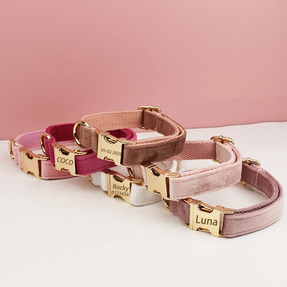 Velvet Collar Free Engrave Dog Collar For Medium Big Pet Necklace Dog Accessories Dog Collars